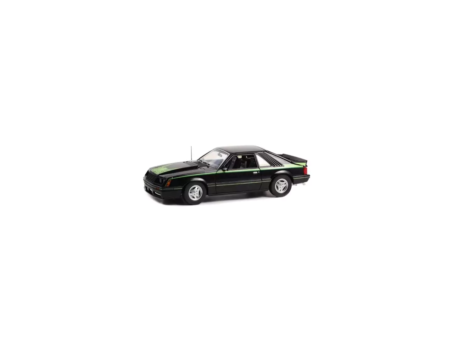 Marketplace : FORD Mustang cobra 1980 Noir avec graphique sur le capot - Greenlight - 1:18