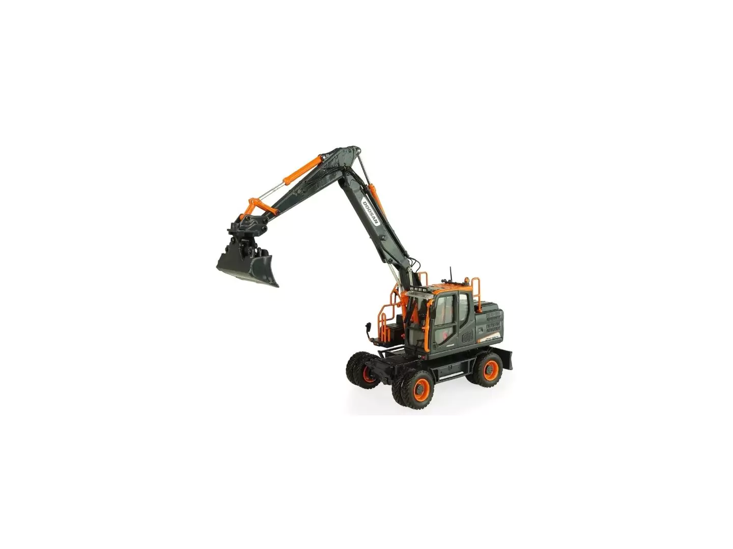 Marketplace : Pelle sur pneus DOOSAN DX160W Black Edition 600 pièces - Universal Hobbies - 1:50