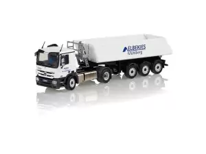 Marketplace : MERCEDES-BENZ Actros MP03 avec benne 3 essieux SCHMITZ CARGOBULL "ELBEKIES MÜHLBERG" - Conrad - 1:50