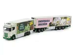 Marketplace : SCANIA Next génération 6x4 porteur avec remorque frigo 2+3 Essieux STEEN HANSEN - Tekno - 1:50