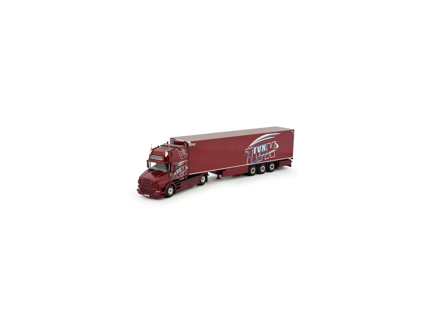 Marketplace : SCANIA Torpedo Topline 4x2 avec remorque frigo 3 Essieux TVX - Tekno - 1:50