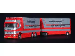 Marketplace : SCANIA S High Roof 6x2 porteur avec remorque 1+1 Essieux bétaillère VAN DEN EIJNDEN - IMC Models - 1:50