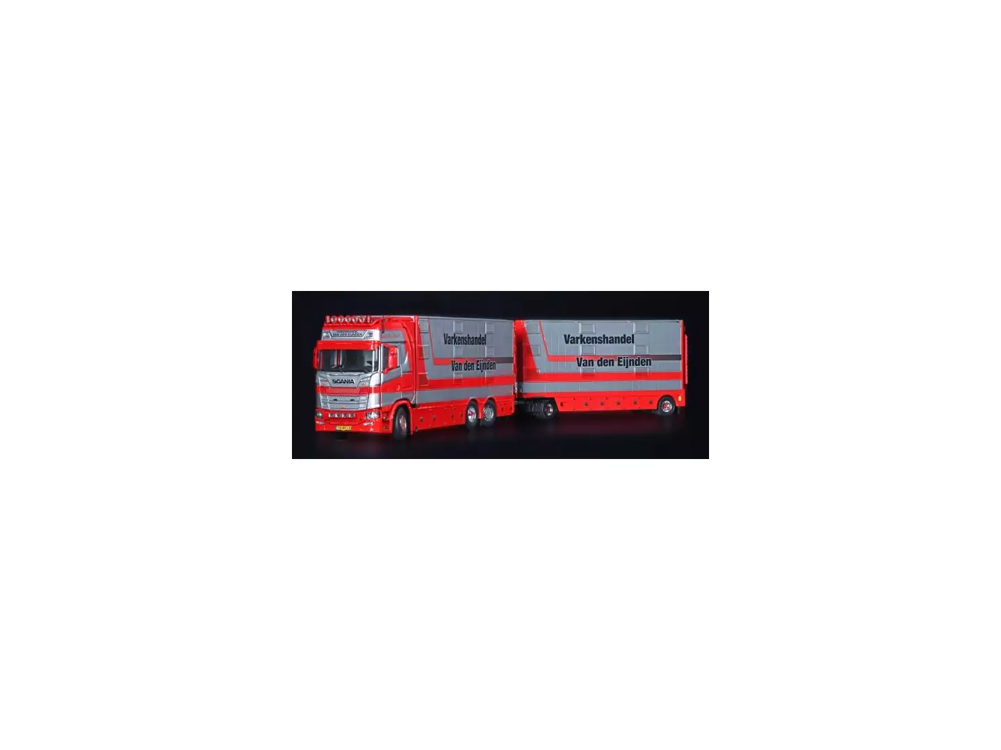Marketplace : SCANIA S High Roof 6x2 porteur avec remorque 1+1 Essieux bétaillère VAN DEN EIJNDEN - IMC Models - 1:50