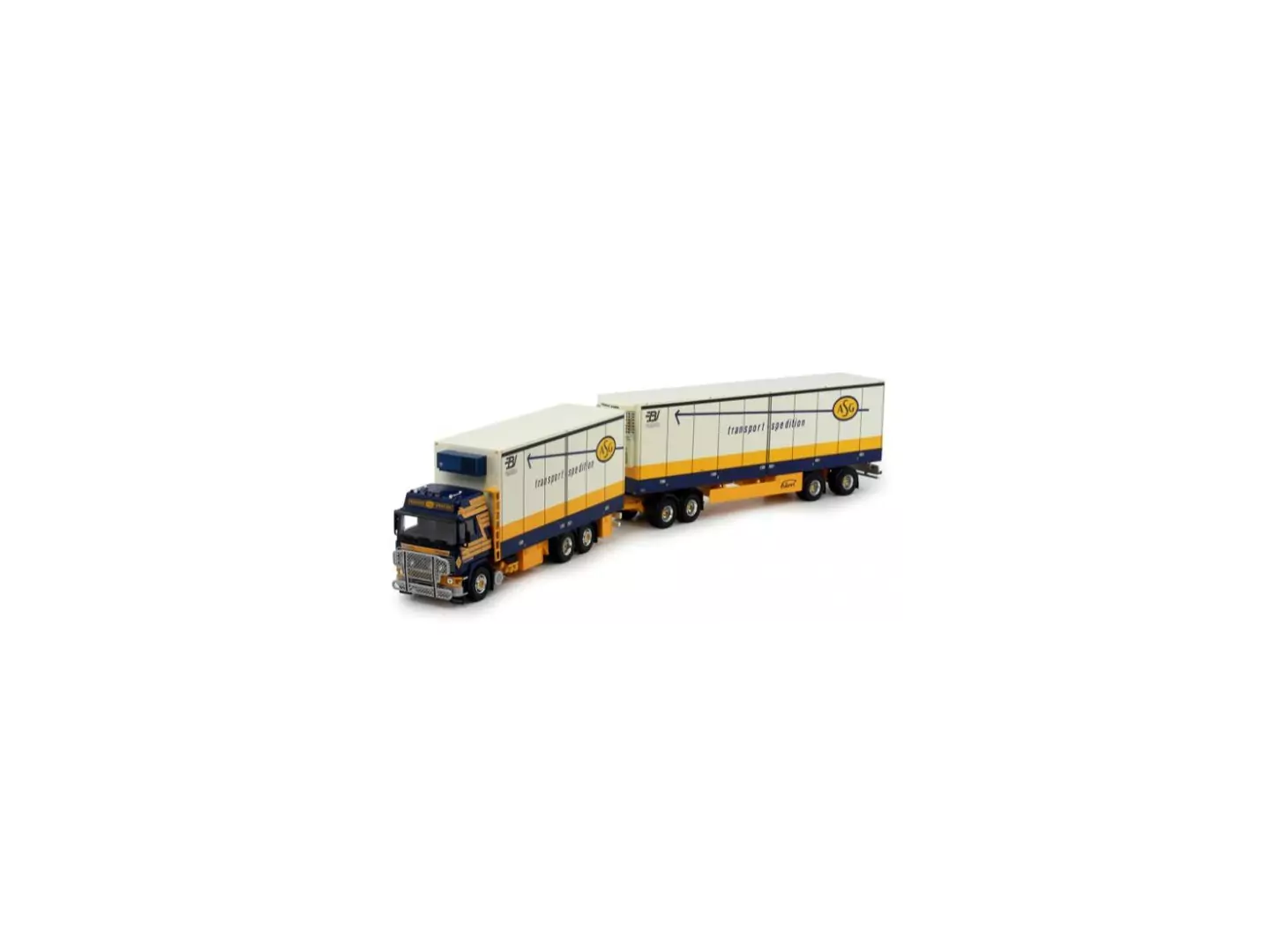 Marketplace : VOLVO F12 GL 6x4 porteur avec remorque frigo 2+2 Essieux ASG UPPMAN - Tekno - 1:50