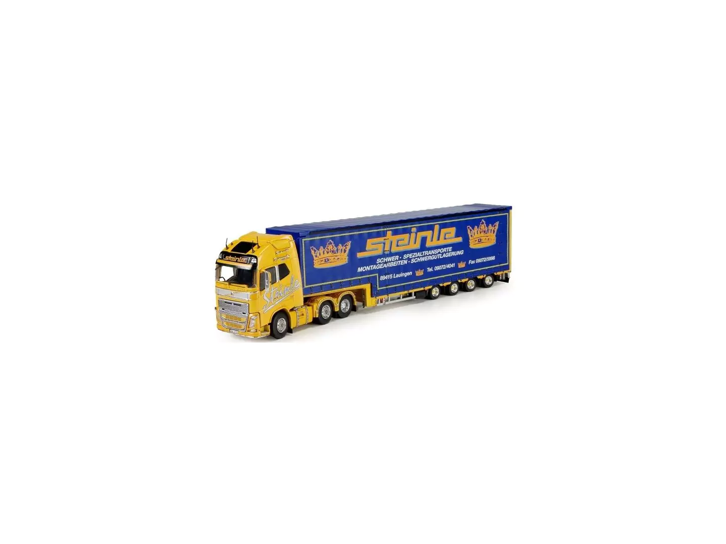 Marketplace : VOLVO FH04 Globetrotter XL 6x2 avec semi bachée 4 essieux Steinle - Tekno - 1:50
