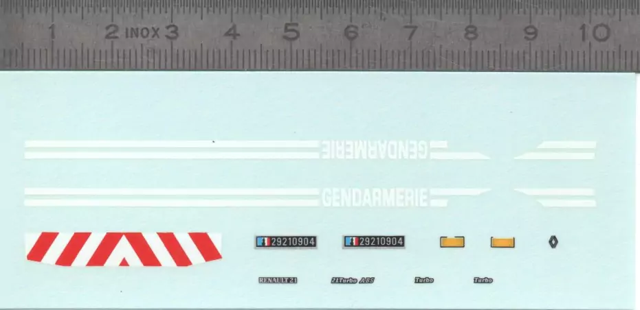 Décalcomanie "GENDARMERIE" Renault 21 - Ech 1:43 |Pièces et kits po...