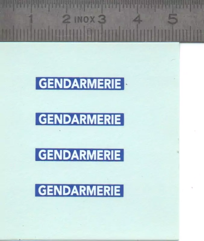 Décalcomanie de la Gendarmerie - Ech. 1:43 - Lot de 4