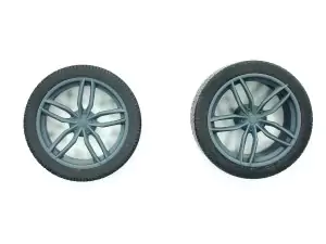 4 roues Ferrari 5 branches ø 37.80 mm - Résine 3D - 1:18