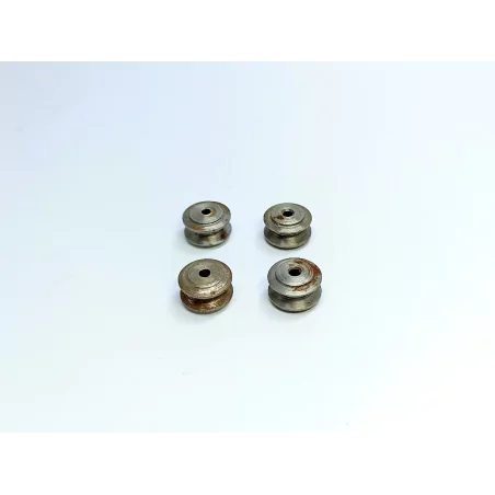 En l'état : 4 jantes convexes en acier brut - ø 9.50 mm - DINKY TOYS