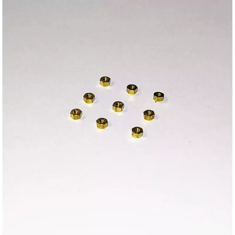 Ecrou en laiton - 6pans de 2mm - X10