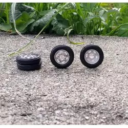 4 roues complètes - Diam. 18.20mm - Ech. 1:43 - White Metal