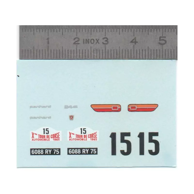 Décalcomanie - PANHARD tour de Corse n°15 - Echelle 1:43