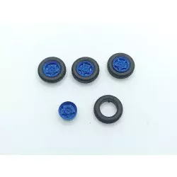 4 roues complètes bleues - Ø 15.40mm - Ech. 1:43