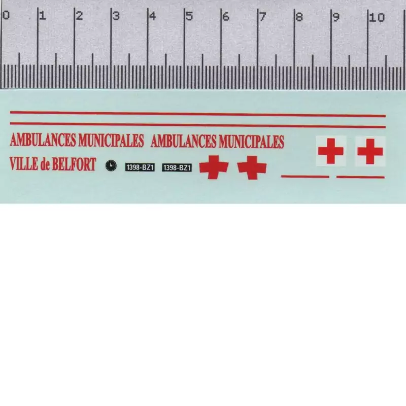 Décalcomanie - Ambulance Municipale - Belfort - 1:43