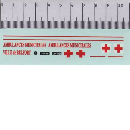 Décalcomanie - Ambulance Municipale - Belfort - 1:43