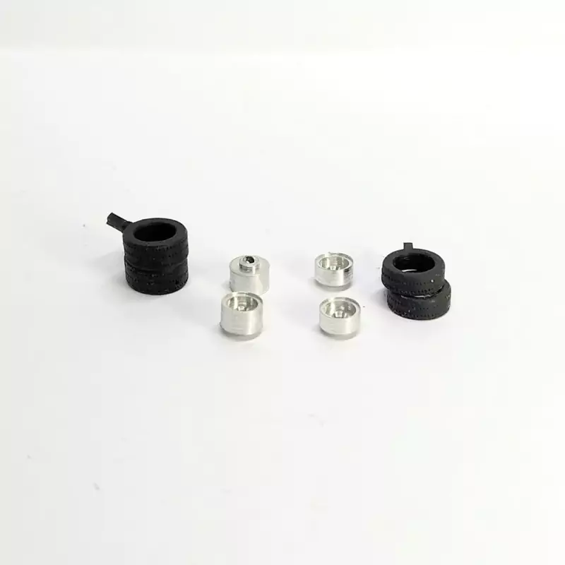 2 roues AV + 2 roues AR - ø6.50 mm - Aluminium et pneus soupes - A43