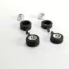 2 roues AV + 2 roues AR - ø6.50 mm - Aluminium et pneus soupes - A43