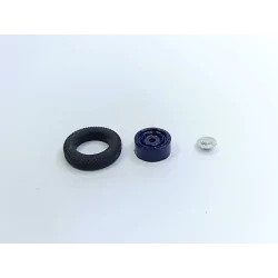 4 roues complètes - Diam. 17mm - Bleu - Ech. 1:43 - Résine