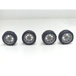 4 roues avec jantes 8 branches ø16mm - Résine 3D - 1:43