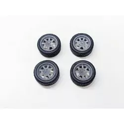 4 roues avec jantes 8 branches ø15.20mm - Résine - 1:43