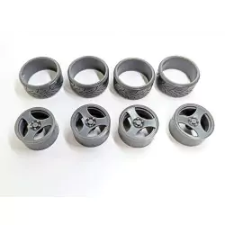 4 Jantes 3 branches 19" - Résine 3D - 1:18