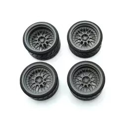 4 roues ø34 mm - Pneu en résine souple - 1:18