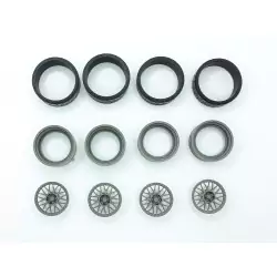 4 roues ø34 mm - Pneu en résine souple - 1:18