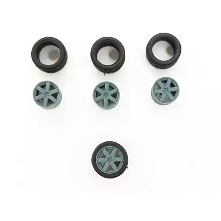 4 roues ø15.30 mm avec jantes 6 branches - 3D Creative - 1:43