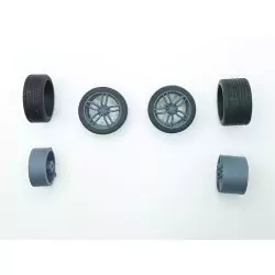 4 roues Ferrari 5 branches ø 37.80 mm - Résine 3D - 1:18