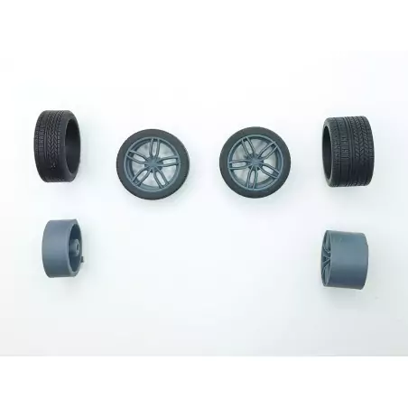 4 roues Ferrari 5 branches ø 37.80 mm - Résine 3D - 1:18