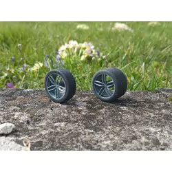 4 roues Ferrari 5 branches ø 37.80 mm - Résine 3D - 1:18