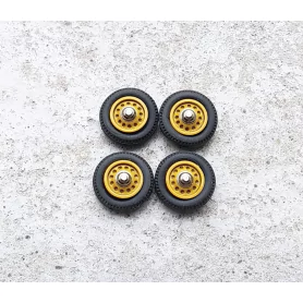 4 roues complètes - Jantes jaunes - Ø16 mm - Ech. 1:43 |Pièces et k...