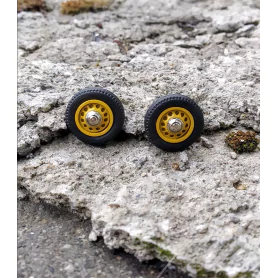 4 roues complètes - Jantes jaunes - Ø16 mm - Ech. 1:43 |Pièces et k...