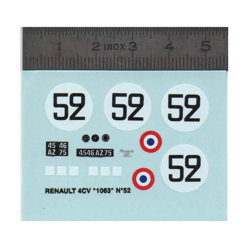 Décalcomanie - Renault 4CV - N°52 - Ech. 1:43 |Pièces et kits pour ...