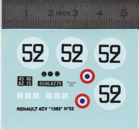 Décalcomanie - Renault 4CV - N°52 - Ech. 1:43 |Pièces et kits pour ...