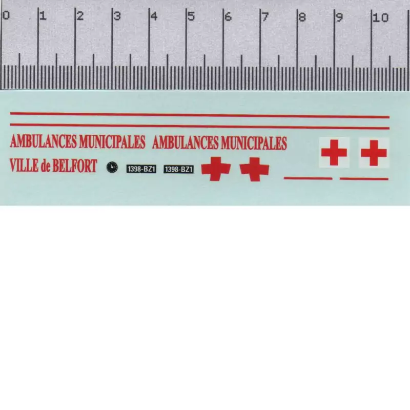 Décalcomanie - Ambulance Municipale - Belfort - 1:43