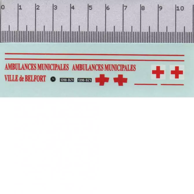 Décalcomanie - Ambulance Municipale - Belfort - 1:43