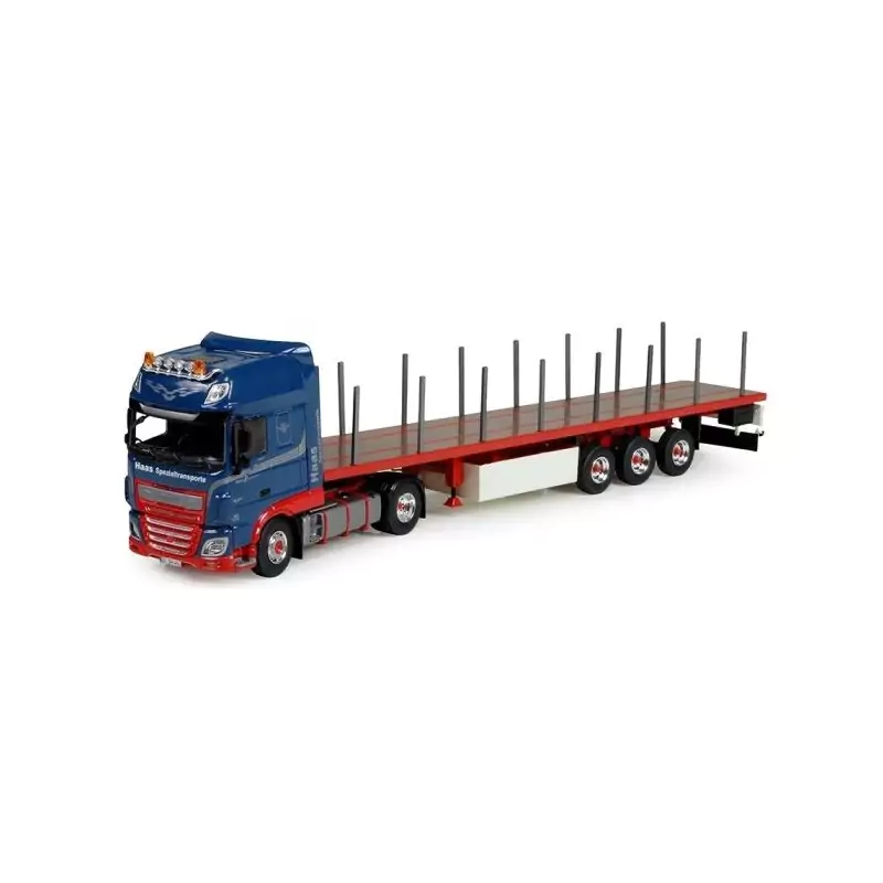 Marketplace : DAF XF116 4x2 et remorque plateau Haas Spezialtranspo...