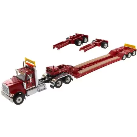 Marketplace : INTERNATIONAL HX520 6x4 rouge et remorque porte engin...