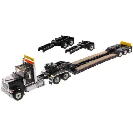 Marketplace : INTERNATIONAL HX520 6x4 noir et remorque porte engins...