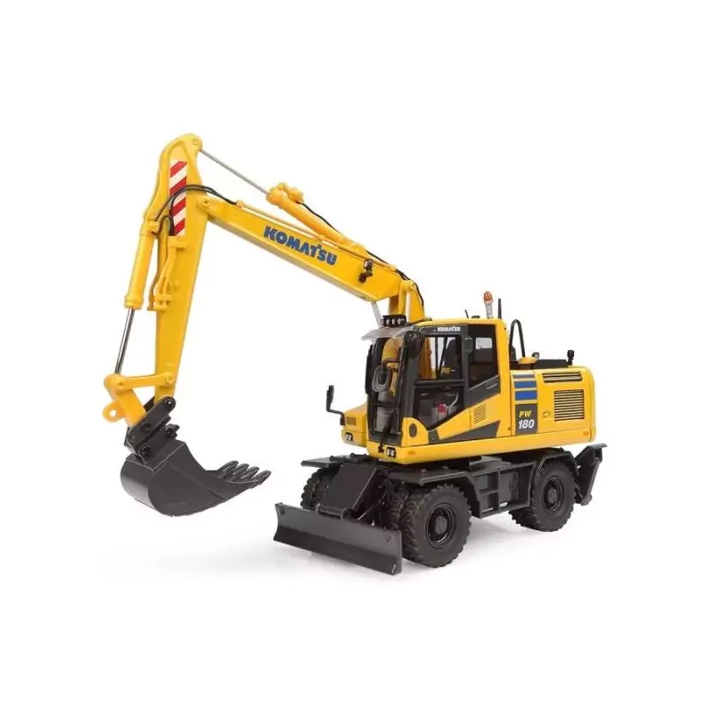 Marketplace : Pelle sur pneus KOMATSU PW180-11 avec godet et martea...