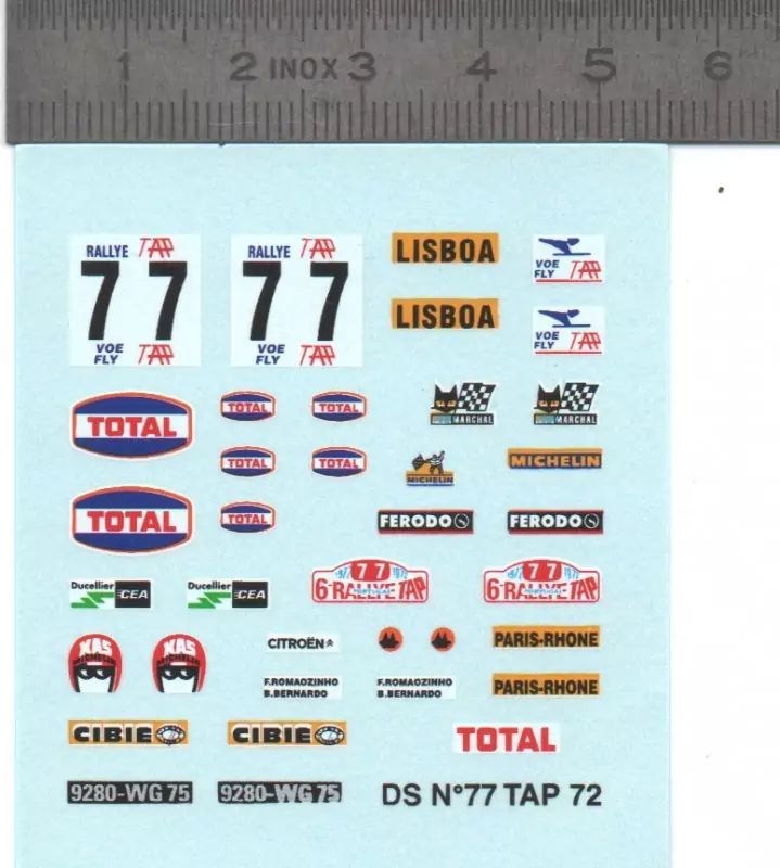 Décalcomanie - Citroën DS N°77 Rallye du Portugal - Ech. 1:43 |Pièc...