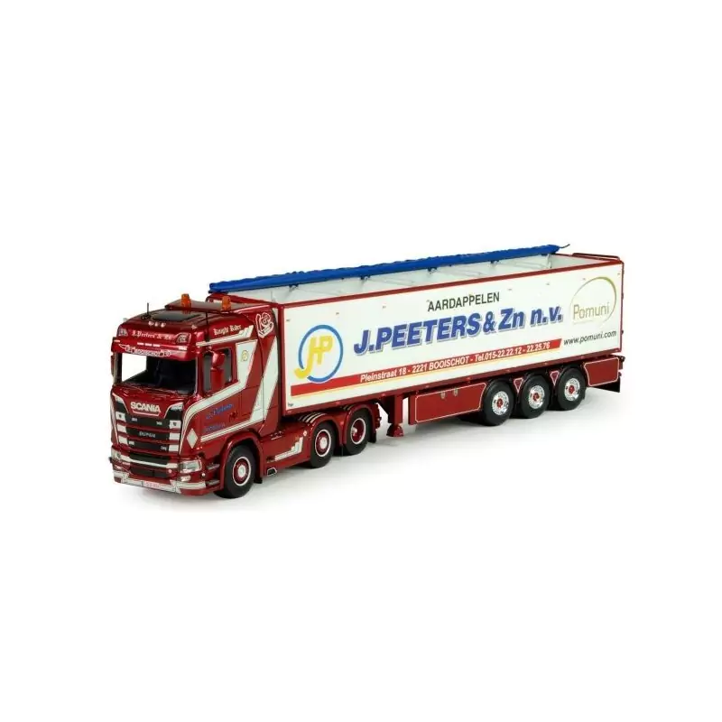 Marketplace : SCANIA S V8 6x2 et remorque à tapis transport de pomm...