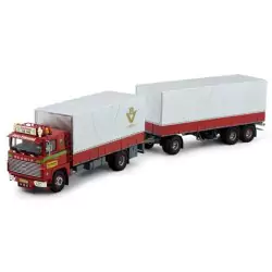 Marketplace : SCANIA 140 Porteur 4x2 avec remorque bâchée 1+2 Essie...