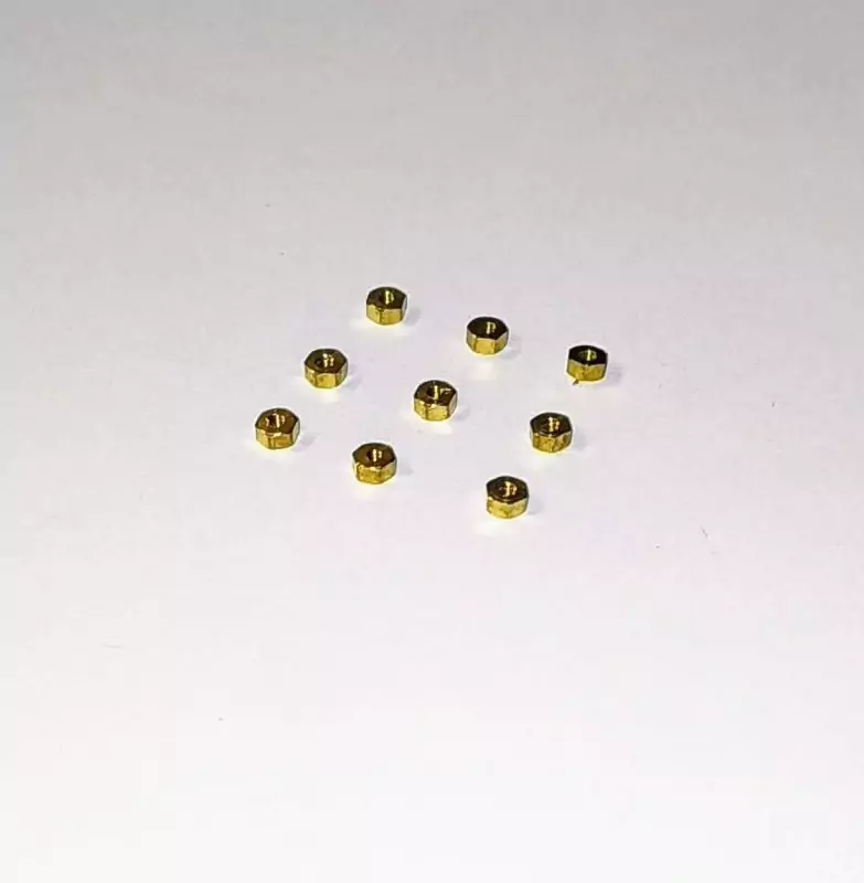 Ecrou en laiton - 6pans de 2mm - X10
