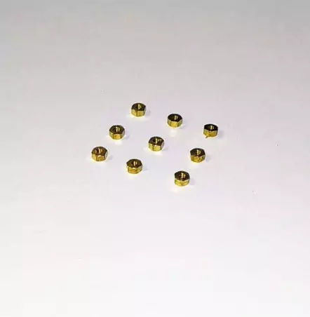 Ecrou en laiton - 6pans de 2mm - X10