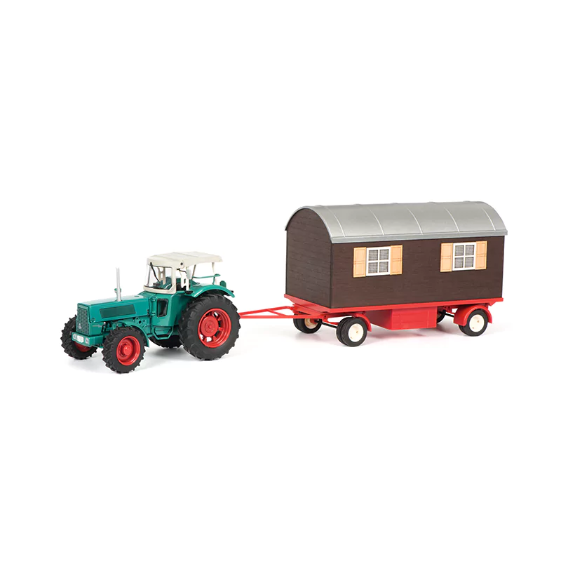 Marketplace : Tracteur HANOMAG avec une roulotte - SCHUCO - 1:32