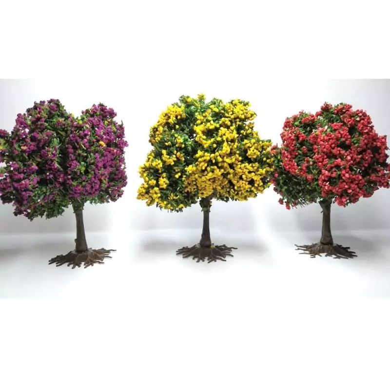 Diorama - 3 arbres fleuris - 3 couleurs différentes - 6/8 cm |Pièce...