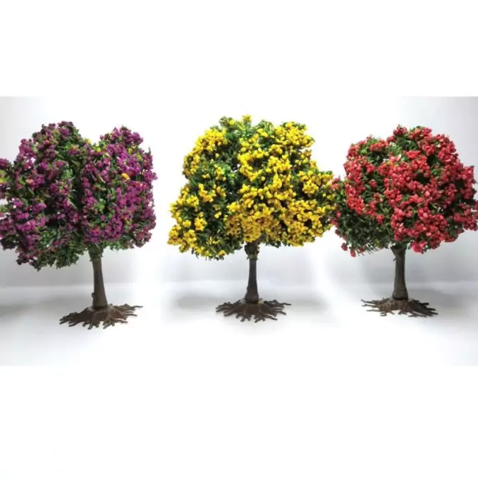 Diorama - 3 arbres fleuris - 3 couleurs différentes - 6/8 cm |Pièce...