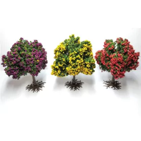 Diorama - 3 arbres fleuris - 3 couleurs différentes - 6/8 cm |Pièce...